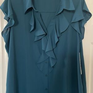 Calvin Klein Teal Ruffle Blouse